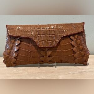 Raven Kauffman Couture Everyday Exotic Croc Clutch Pristine Like New Con…